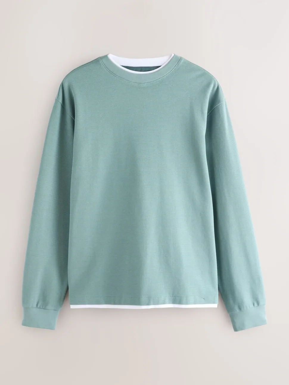 Saliegroen - T-shirt met lange mouwen en ronde hals
