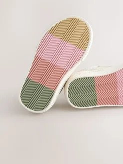 Saliegroen gebloemd - Sneakers met klittenbandsluiting