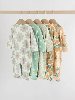 Saliegroen gebloemd - Verpakking van 5 babypyjama's (0 mnd-2 jr)