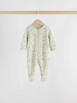 Saliegroen gebloemd - Verpakking van 5 babypyjama's (0 mnd-2 jr)