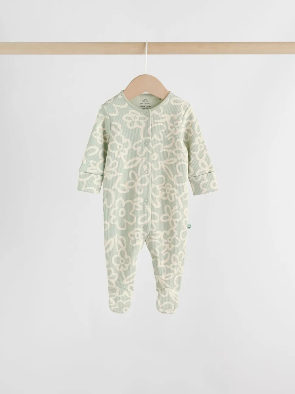 Saliegroen gebloemd - Verpakking van 5 babypyjama's (0 mnd-2 jr)