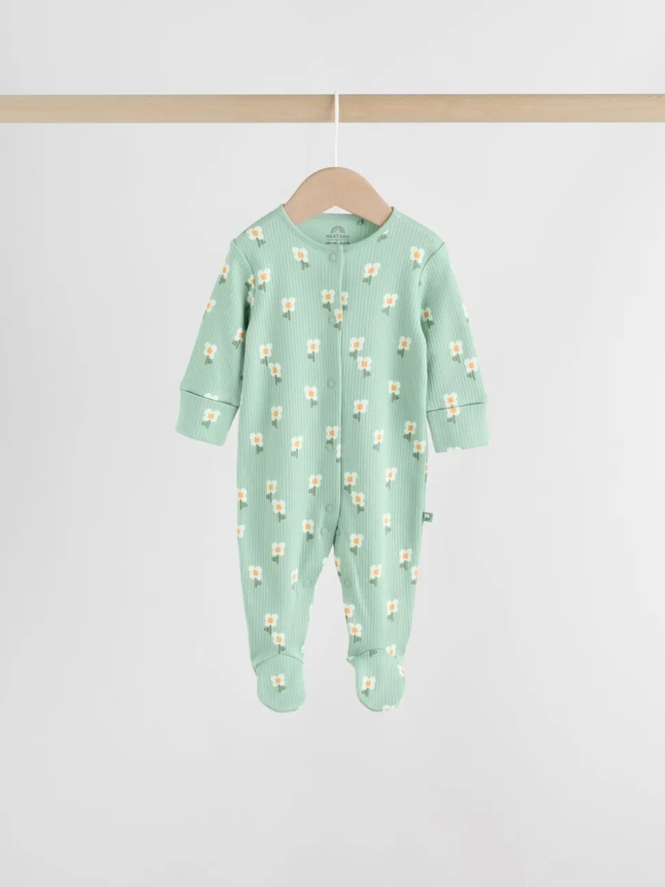 Saliegroen gebloemd - Verpakking van 5 babypyjama's (0 mnd-2 jr)