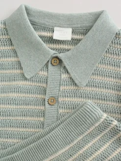 Saliegroen gestreept - Knitted Top and Shorts Baby Set (0mths-2yrs)