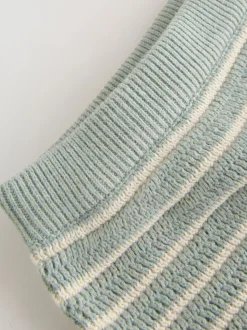 Saliegroen gestreept - Knitted Top and Shorts Baby Set (0mths-2yrs)