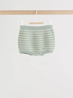 Saliegroen gestreept - Knitted Top and Shorts Baby Set (0mths-2yrs)