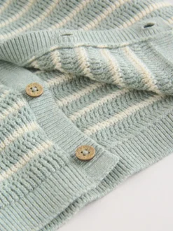 Saliegroen gestreept - Knitted Top and Shorts Baby Set (0mths-2yrs)