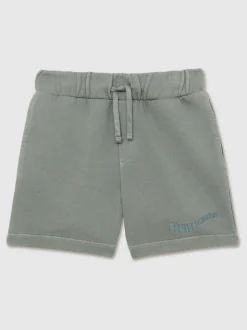 Saliegroen met wassing - Reiss Perry Cotton Brand-Embroidered Shorts
