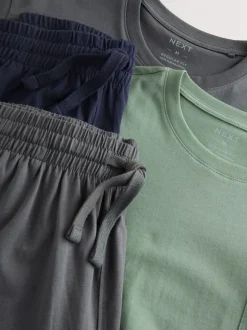 Saliegroen/leisteengrijs - Korte jersey pyjama's verpakking van 2