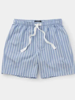 Savile Row Company Twill Wide Stripe Cotton Lounge Shorts