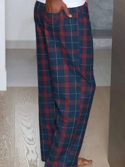 Savile Row Company Window Check Brushed Cotton Twill Pyjama Bottoms