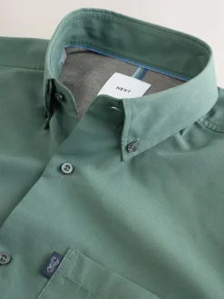 Seafoam green - Slim Fit - Gemakkelijk te strijken Oxford overhemd met doorlopende knopen