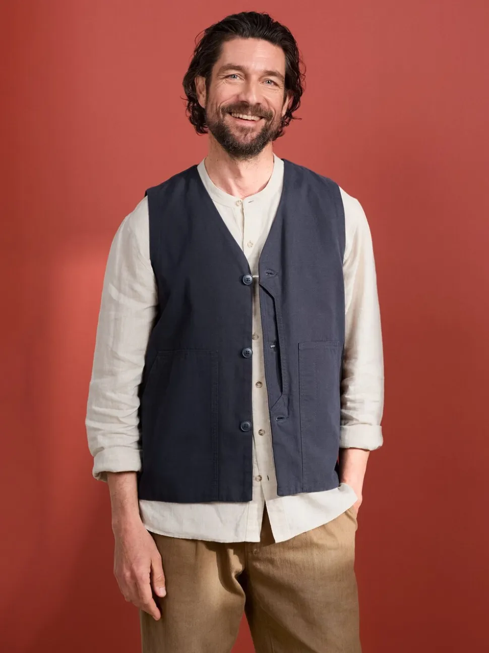 Seasalt Cornwall Mens Cotton Metern Regular Fit Waistcoat