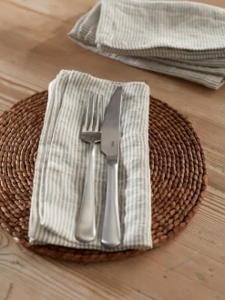 Secret Linen Store Set of 4 Sid Stripe 100% Linen Napkins