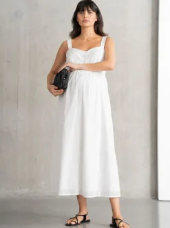 Seraphine Maternity V-Neck 100% Cotton White Dress