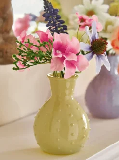 Set of 3 Artificial Spring Flowers in Glass Vases