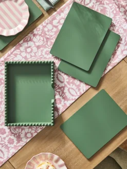 Set of 4 Bobbin Wooden Placemats in Holder