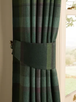 Set of 2 Brushed Check Curtain Tie Backs