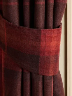 Set of 2 Brushed Check Curtain Tie Backs