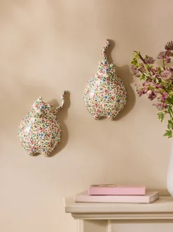 Set of 2 Ceramic Ditsy Cat Wall Arts