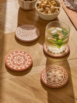 Set of 4 Farah Geo Ceramic Coasters