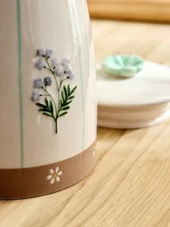 Set of 3 Floral Ceramic Storage Jars