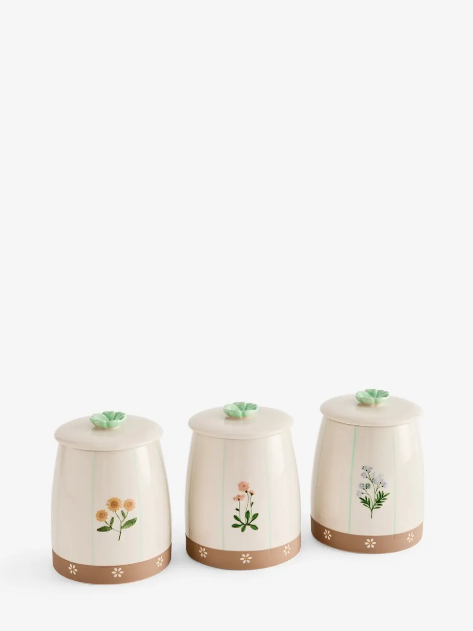 Set of 3 Floral Ceramic Storage Jars