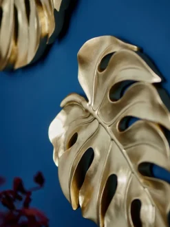 Set of 2 Gold Cheese Leaves Wall Art