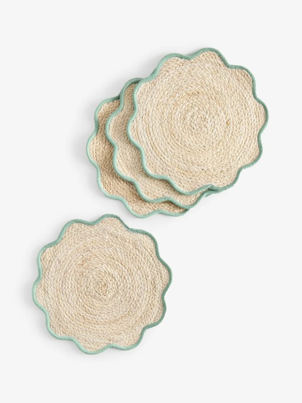 Set of 4 Scallop Rattan Placemats