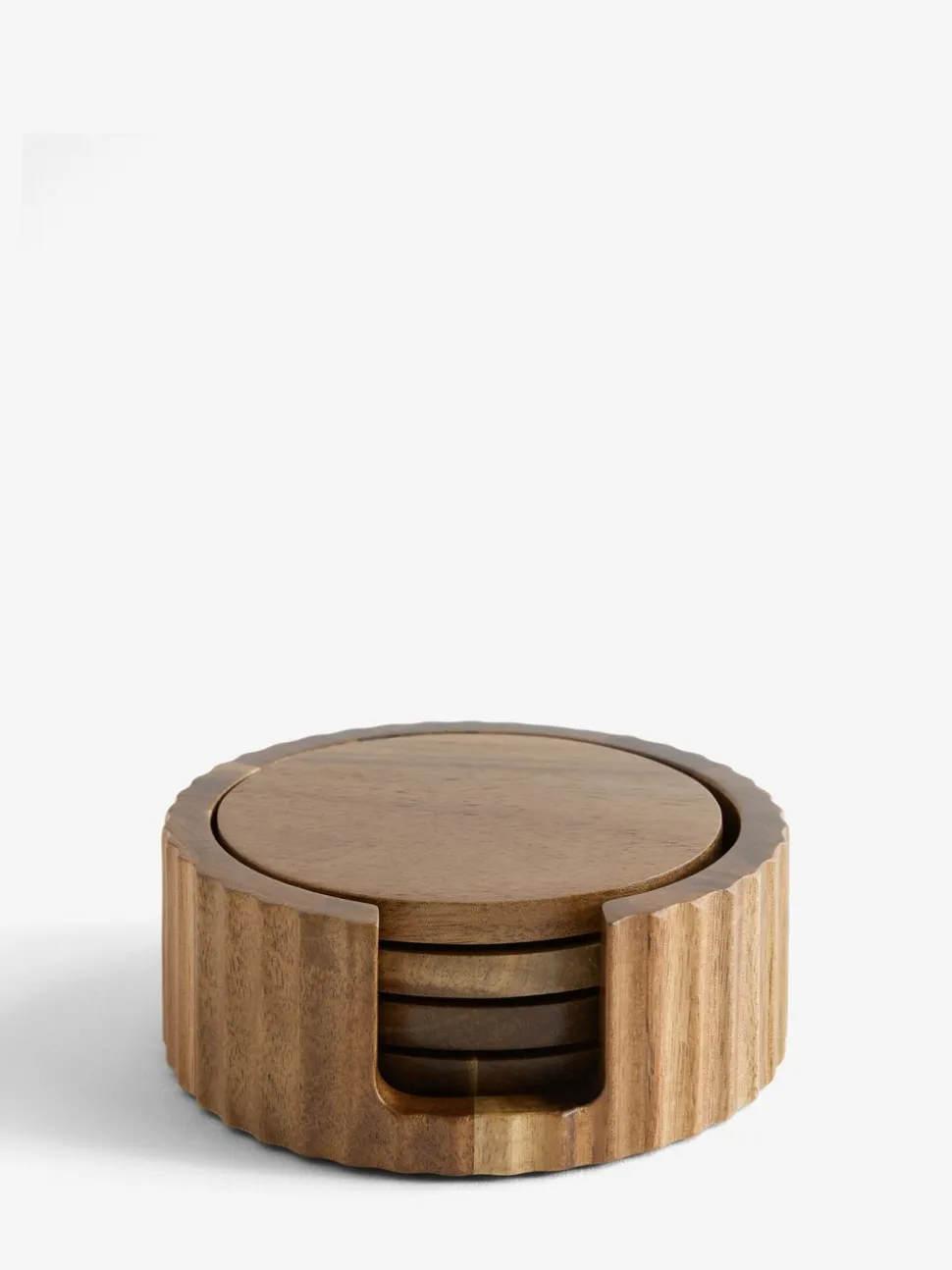 Set of 4 Stamford Wooden Coasters and Holder