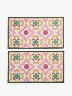 Set van 2 afwasbare deurmatten met geometrische Tile print