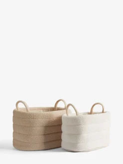 Set van 2 bouclé opslagmanden