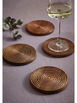 Set van 4 Bronx geëtste houten onderzetters