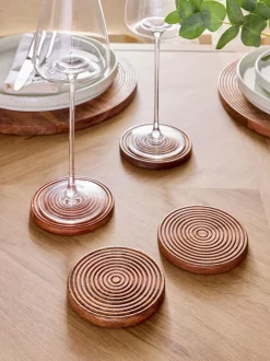 Set van 4 Bronx geëtste houten onderzetters
