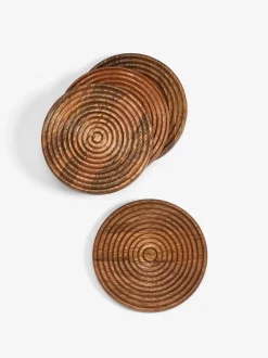 Set van 4 Bronx geëtste houten onderzetters