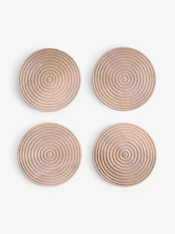 Set van 4 Bronx geëtste houten onderzetters