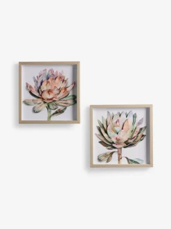 Set van 2 3D bloemenprint Protea wanddecoratie