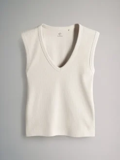 Set van 5 diepe V-hals geribbelde vest