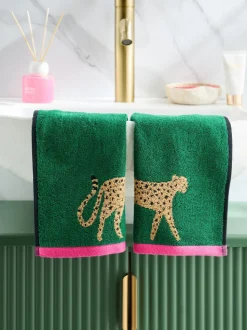 Set van 2 gezichtsdoekjes met cheetahprint van 100% katoen