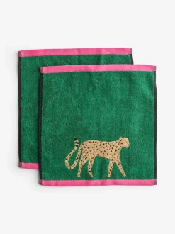Set van 2 gezichtsdoekjes met cheetahprint van 100% katoen
