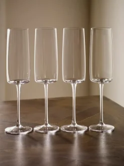 Set van 4 hoekige champagneflûtes