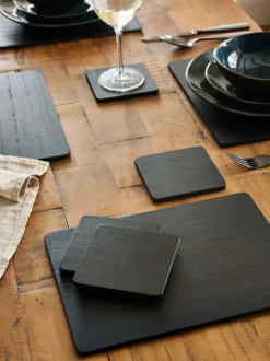 Set van 4 houten placemats en onderzetters