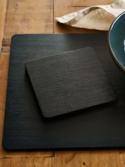 Set van 4 houten placemats en onderzetters