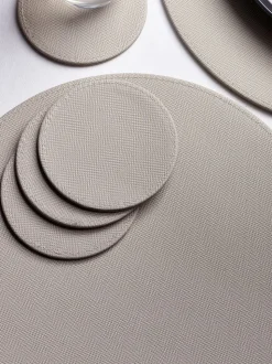 Set van 4 omkeerbare placemats en onderzetters van imitatieleer
