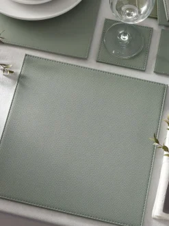 Set van 4 omkeerbare placemats en onderzetters van imitatieleer