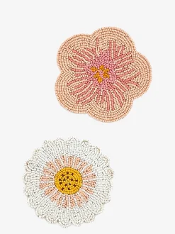 Set van 4 onderzetters met bloemenkraaltjes