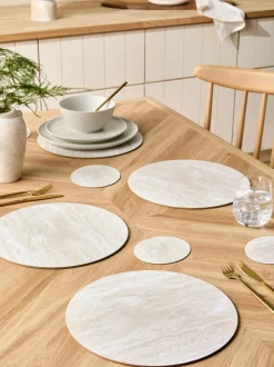 Set van 4 placemats en onderzetters met marmereffect