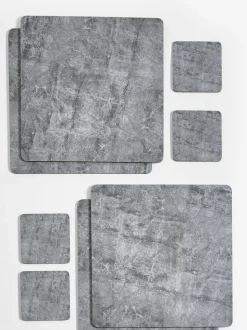 Set van 4 placemats en onderzetters met marmereffect