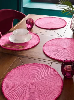 Set van 4 placemats met franje
