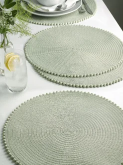 Set van 4 placemats met pompon