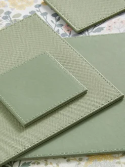 Set van 4 rechthoekige omkeerbare imitatieleren placemats en onderzetters